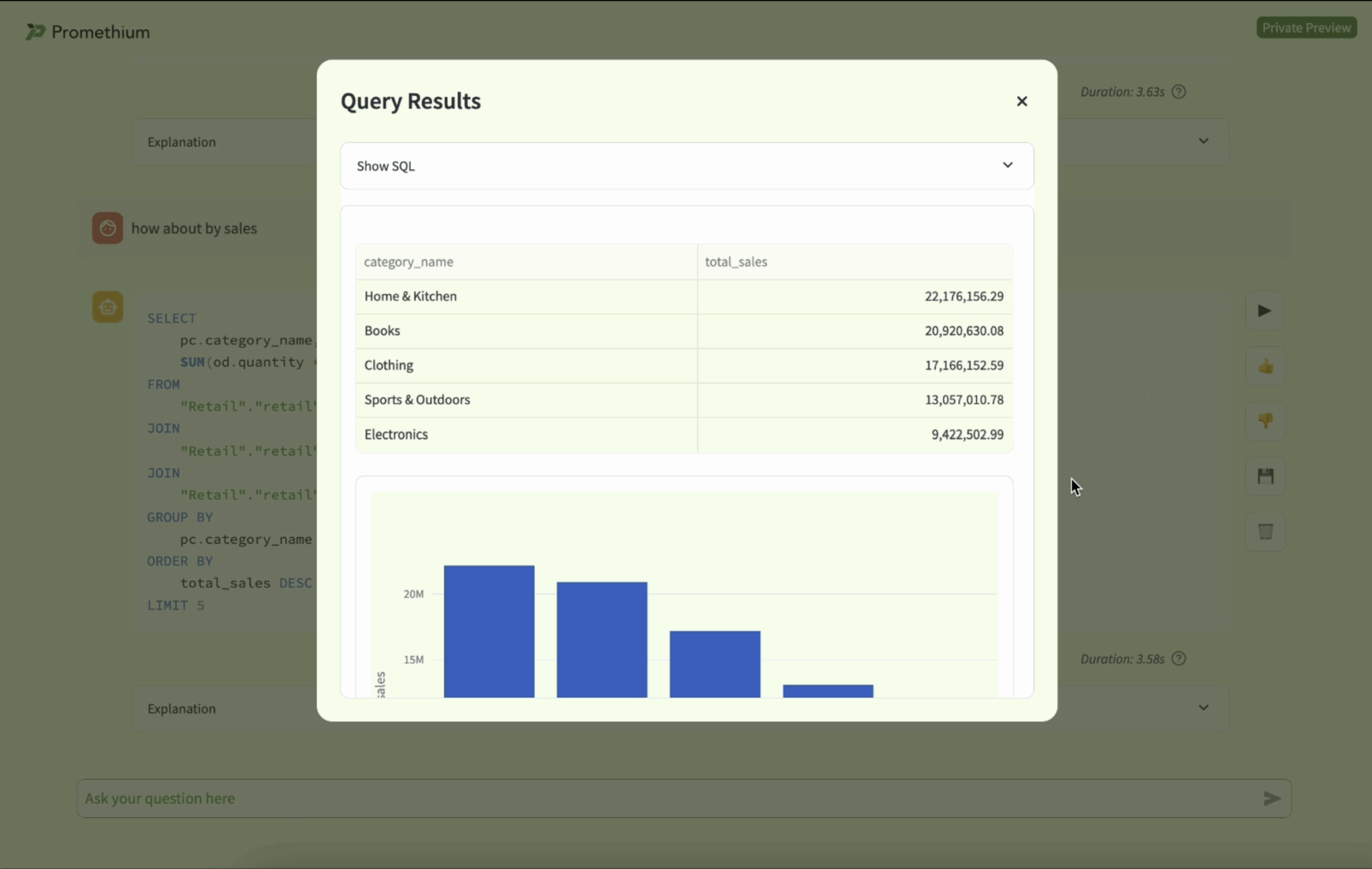 Promethium's Enterprise Data Copilot makes it even easier for users to interact with data in a natural way. The copilot is interactive, allows for iteration, simplifies engagement, provides flexible integration points, and is powered by Promethium's Instant Data Fabric.