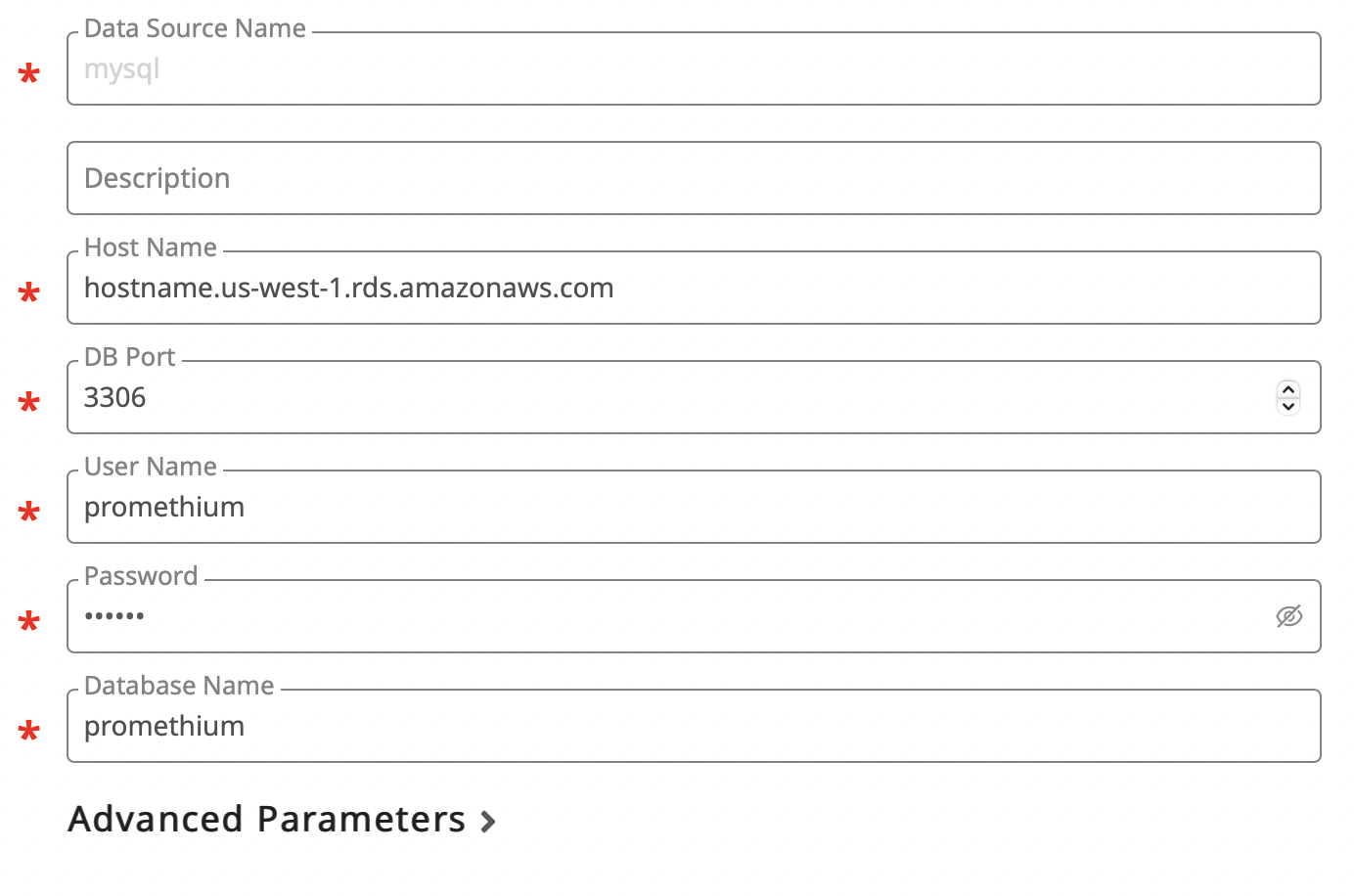 Image of MySQL connection in Promethium